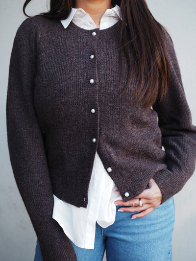 Nuna Knit Cardigan Brown Melange
