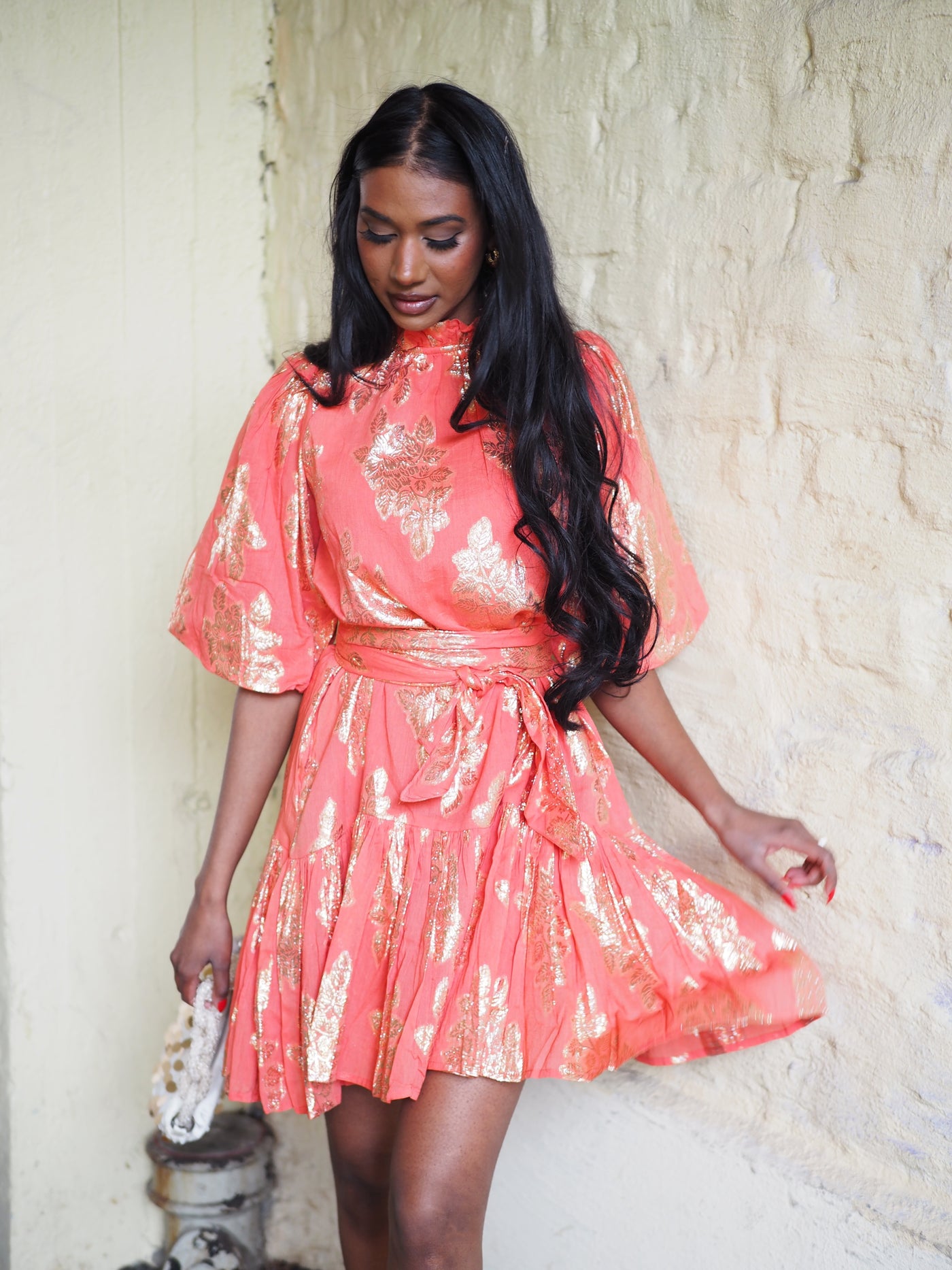 Laura Dress Gold Coral