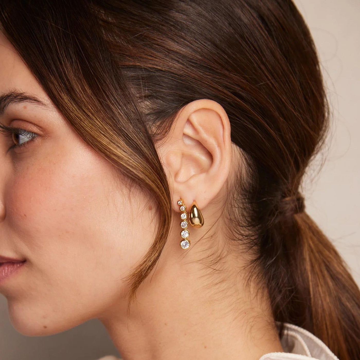 Tapered Domed Hoop Earrings Gold