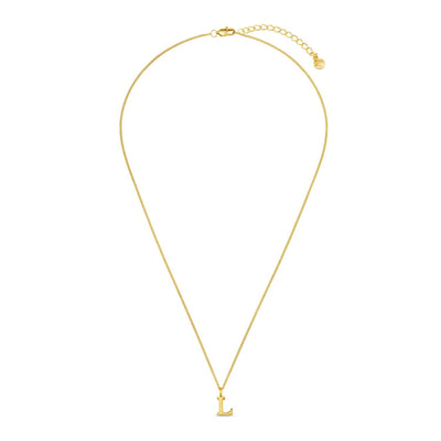 LUXE L Initial Necklace Gold