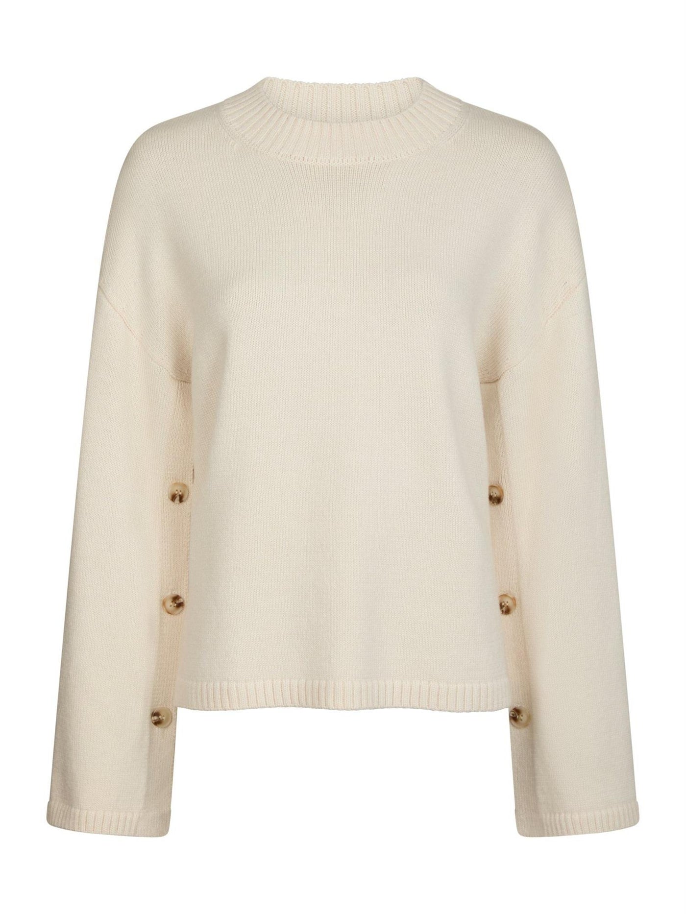Nello Button Knit Blouse Ivory