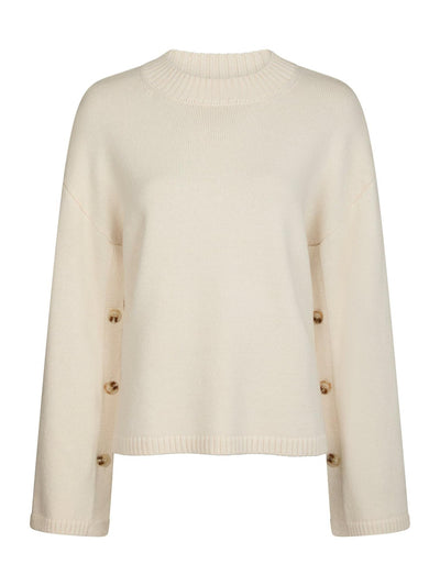 Nello Button Knit Blouse Ivory