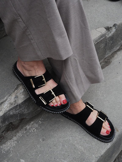Mary Suede Sandals Black