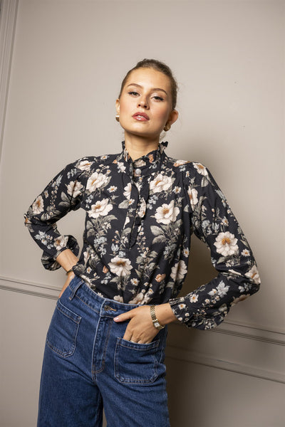 Ella blouse Antique Black Poplin