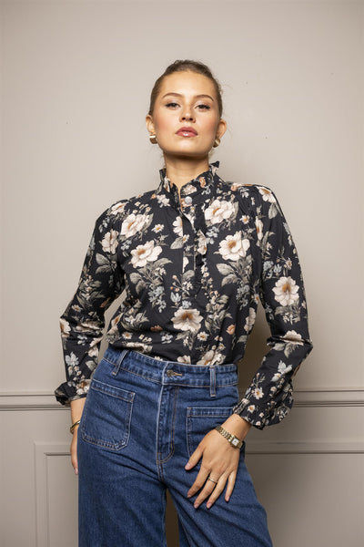 Ella blouse Antique Black Poplin