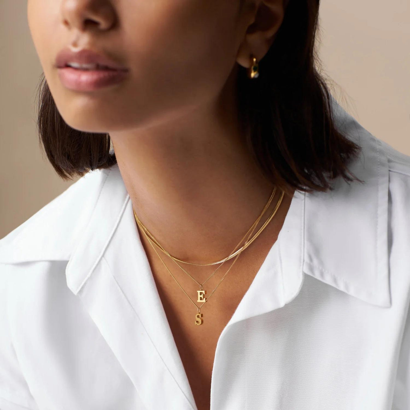 LUXE J Initial Necklace Gold