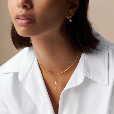 LUXE J Initial Necklace Gold