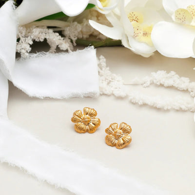 Textured Flower Statement Stud