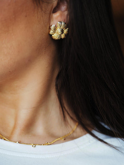 Textured Flower Statement Stud
