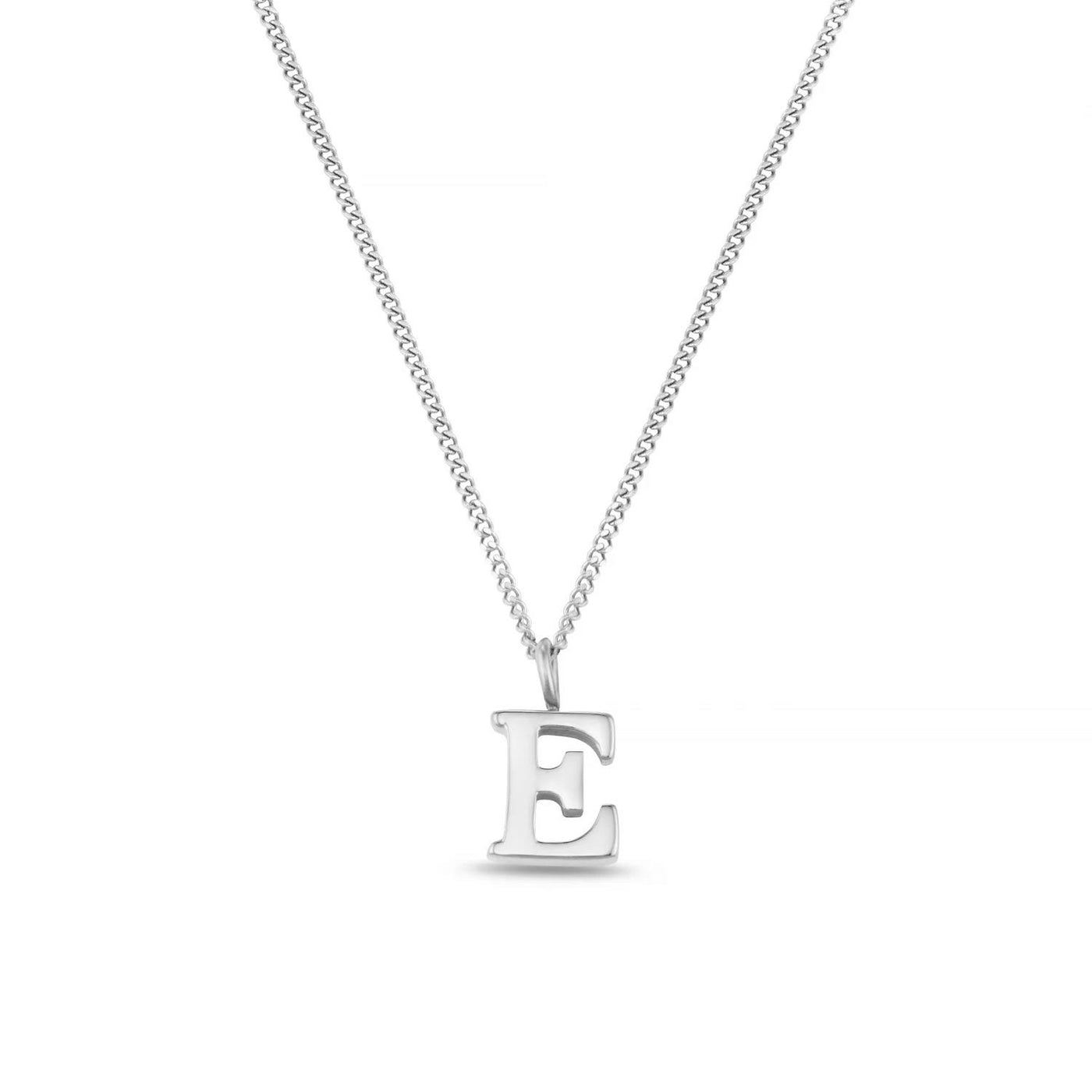 LUXE E Initial Necklace Silver
