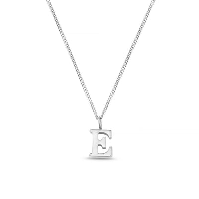 LUXE E Initial Necklace Silver