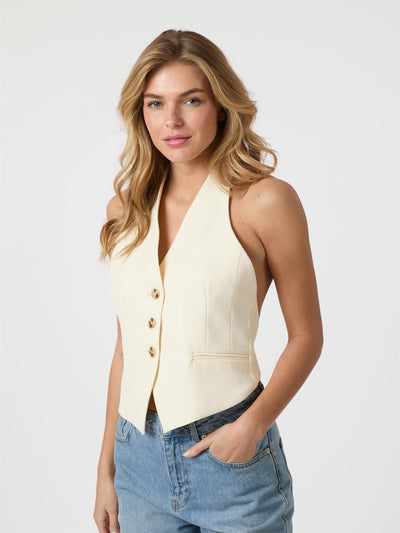 Ezza Structure Halterneck Vest Off White