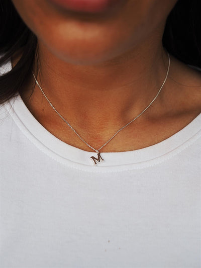 LUXE M Initial Necklace Silver