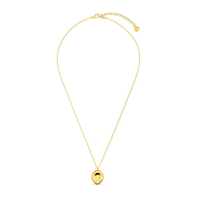 Polished Organic Oval Charm Necklace Gold