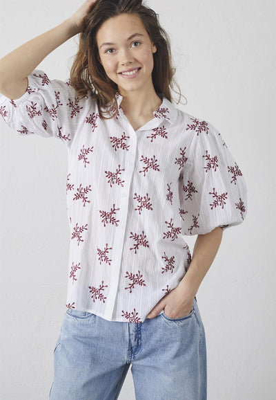 Ella shirt White/Bordeaux
