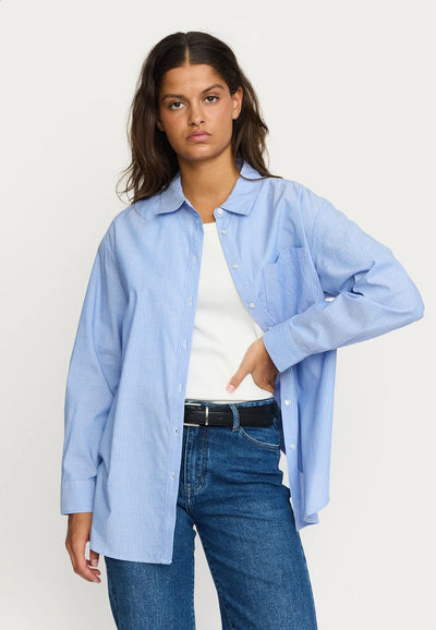Veronica Striped Shirt Striped Snow White and Ultramarine