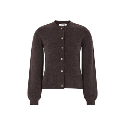 Allison O-neck Cardigan Knit Cocolate plum melange