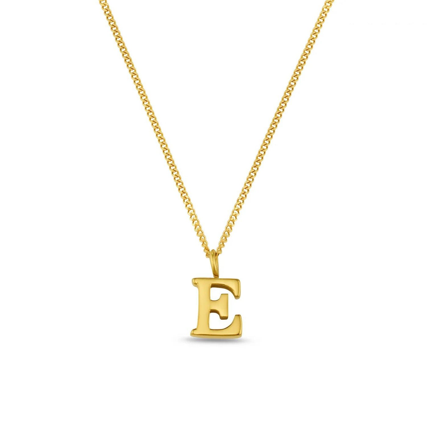 LUXE E Initial Necklace Gold