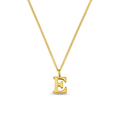 LUXE E Initial Necklace Gold