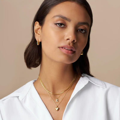 LUXE E Initial Necklace Gold