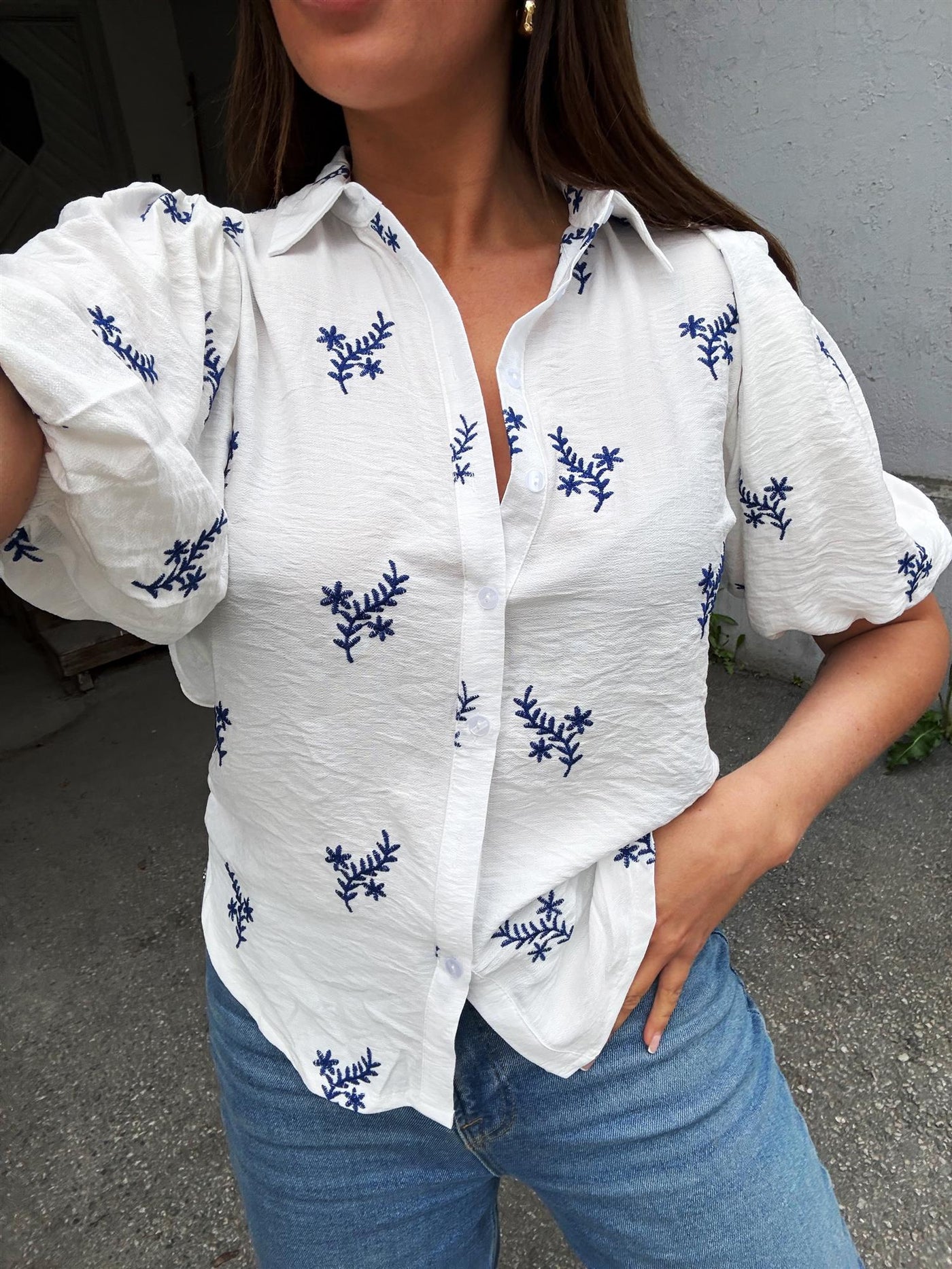 Ella shirt White/Blue