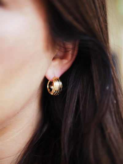 Textured Chunky Small Hoops Gold