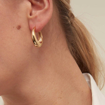 Large Tapered Hoop Earrings Gold