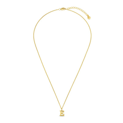 LUXE E Initial Necklace Gold