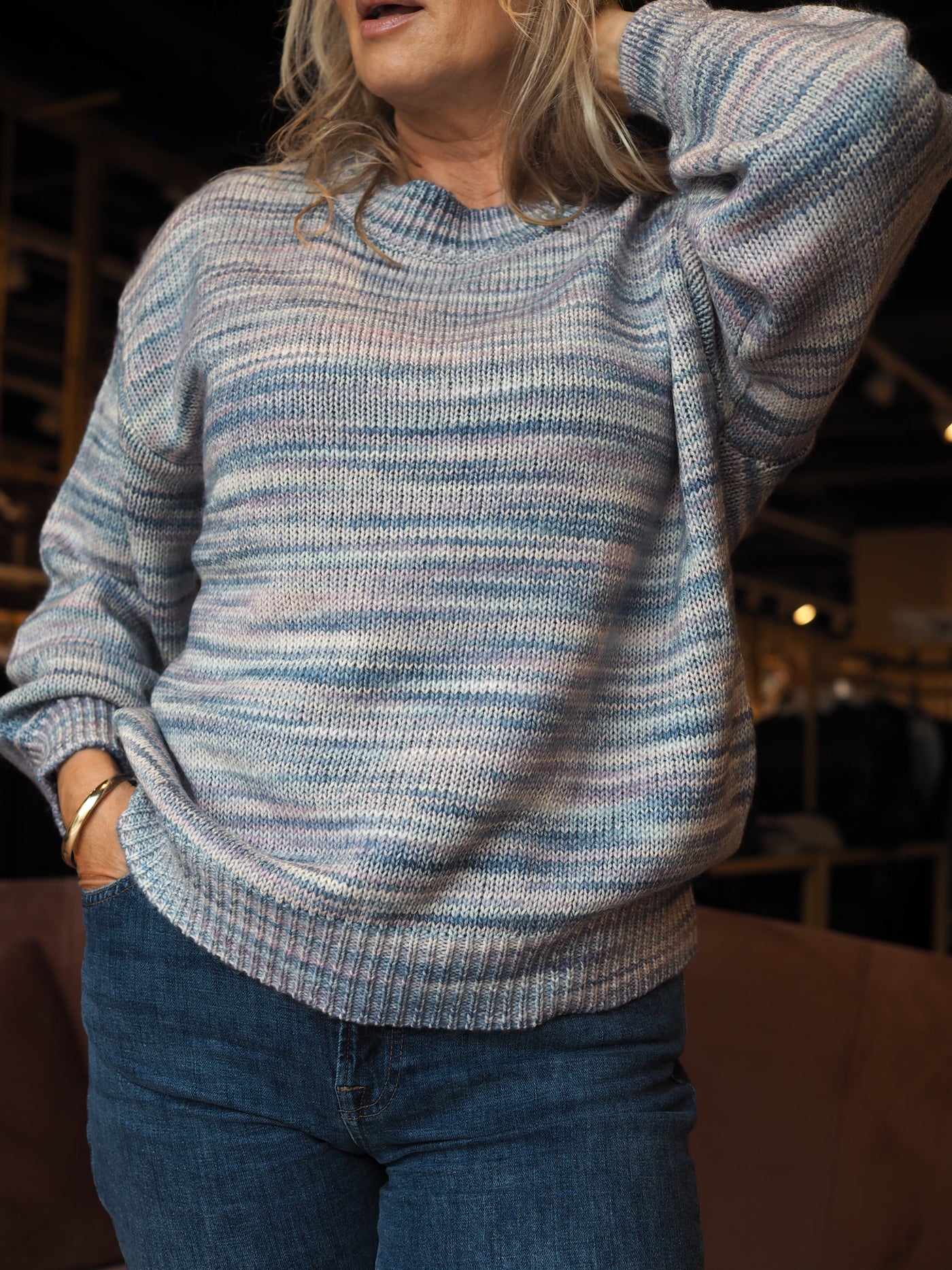 Comfy knit pullover Blue Mix