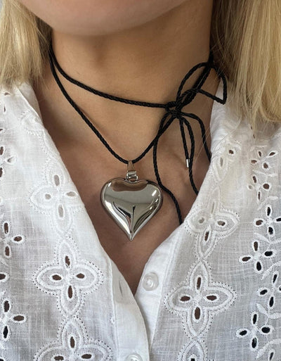 Vintage Heart Necklace Silver
