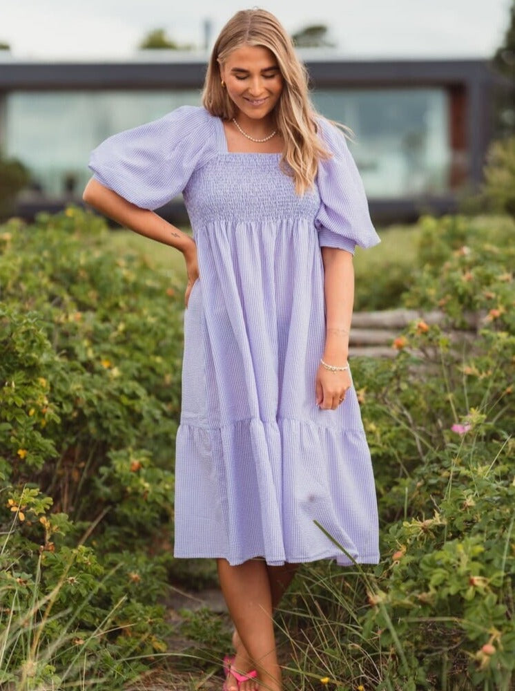 Cheri stripe dress Purple/white