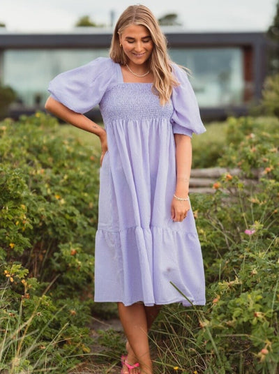 Cheri stripe dress Purple/white
