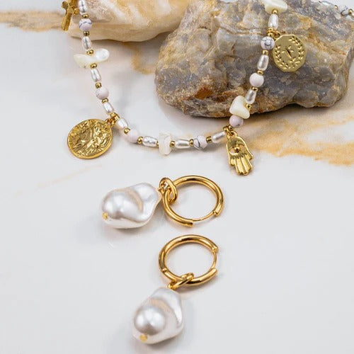 STATEMENT PEARL HOOP EARRINGS