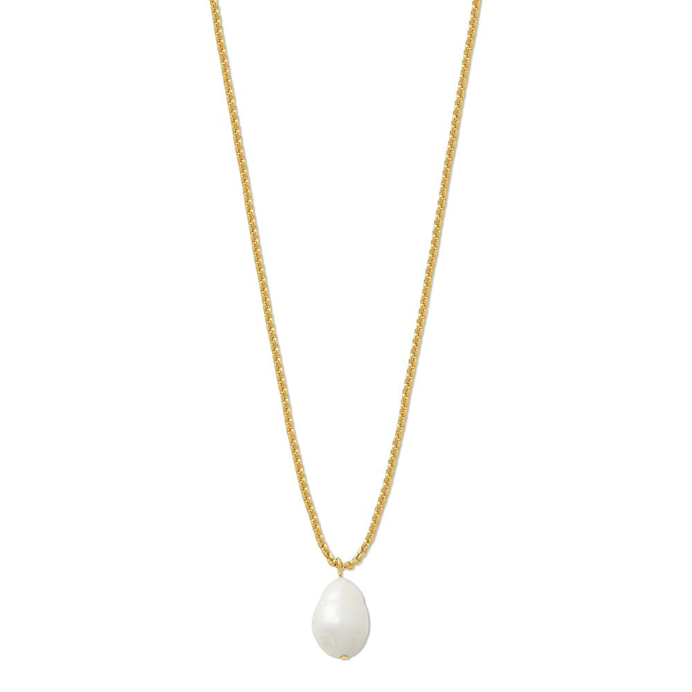 Pearl Drop Mid-Length Necklace (Gold)
