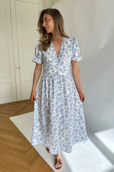 Long Adel SS Dress Blue