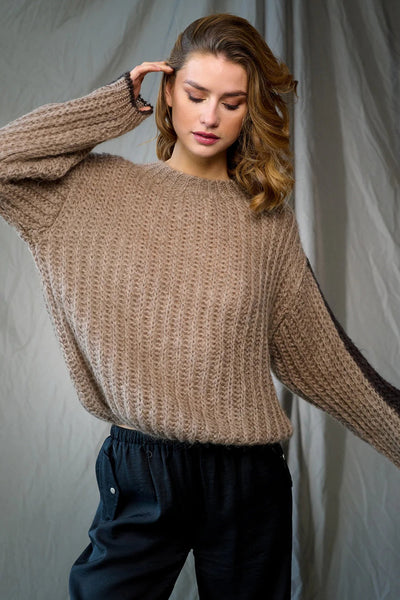 Noel Knit Sweater Camel/Dark brown