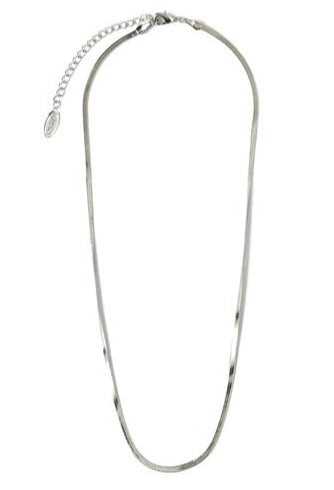 Flat Snake Chain Necklace Silver