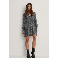 Smocked Waist Mini Dress Black/White
