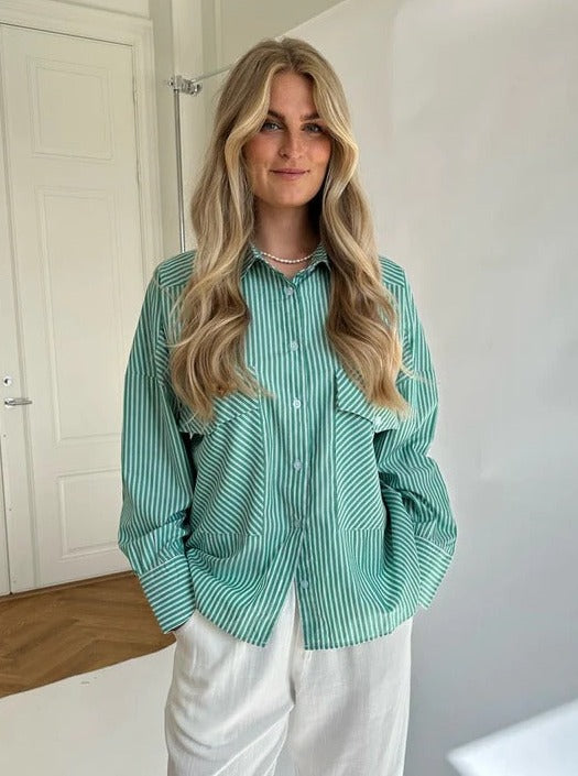 Rillo Shirt Green White Stripes