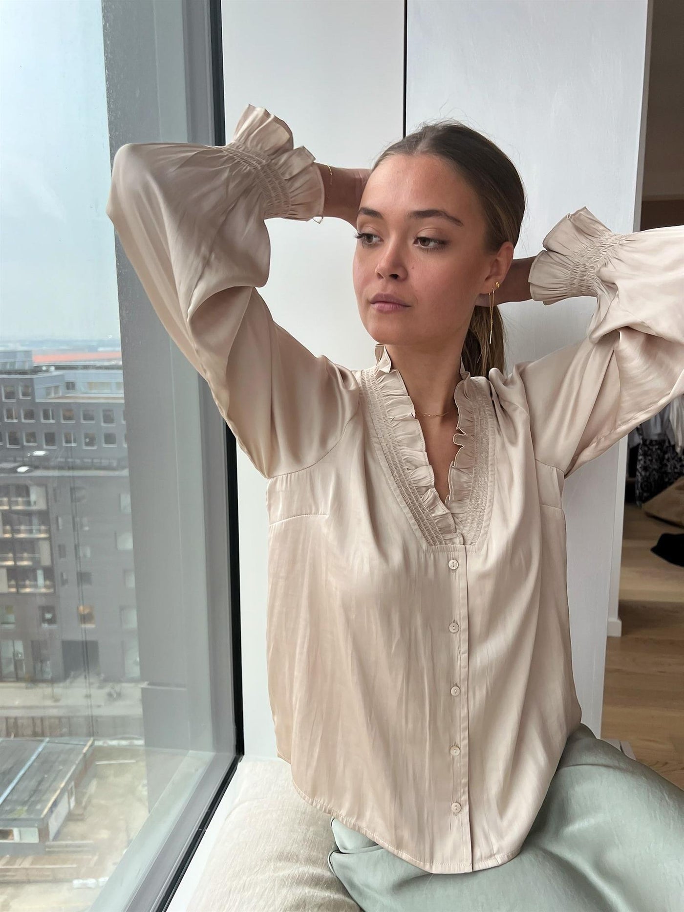 Brielle Satin Blouse Champagne