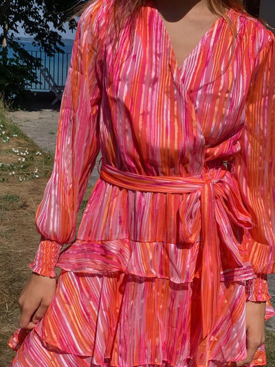 Dennie Blurred Stripe Dress Orange
