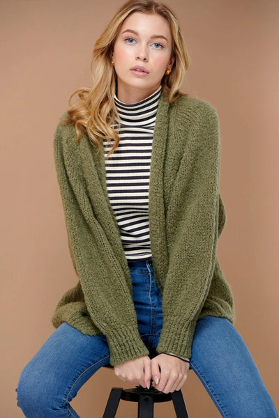 Fora Knit Cardigan Army