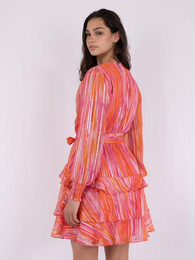 Dennie Blurred Stripe Dress Orange