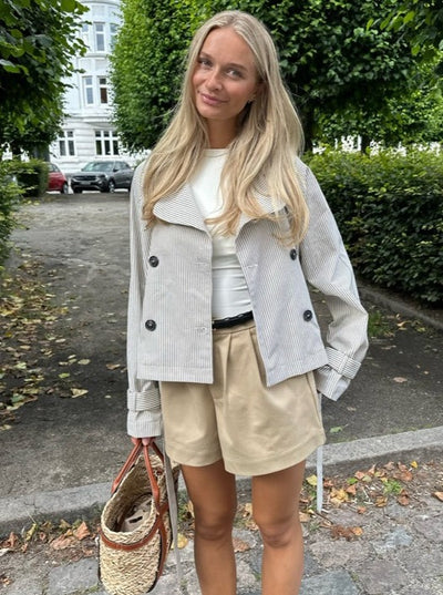 Alma Trenchcoat Beige Woven Stripe