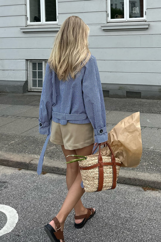 Alma Trenchcoat Blue Woven Stripe