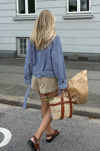 Alma Trenchcoat Blue Woven Stripe