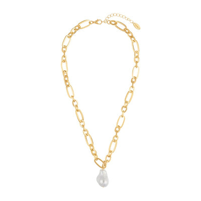 Statement Chunky Chain Pearl Necklace