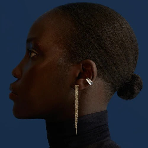 Waterfall Chain Long Drop Earring Silver