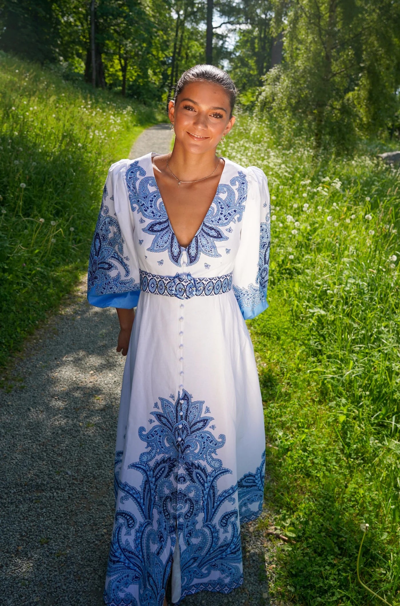Maxima Dress Blue Pattern