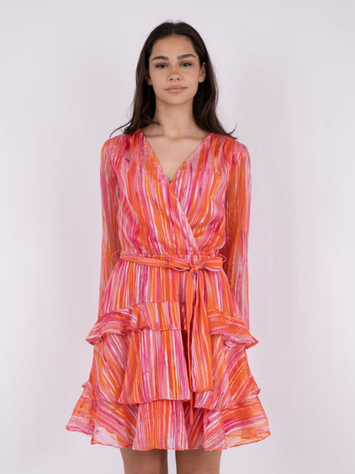 Dennie Blurred Stripe Dress Orange